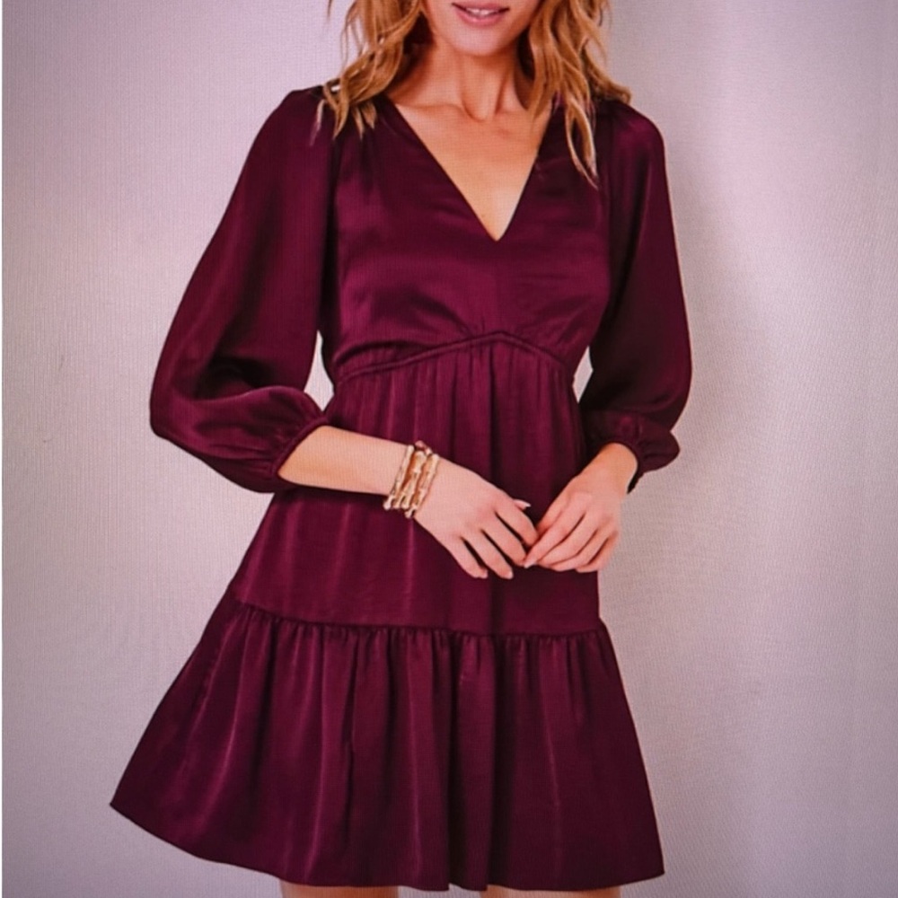 Lilly Pulitzer Red Long Sleeve Sundress for Wedding Guest